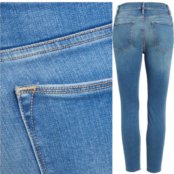 FRAME Le High Ripped High Waist Raw Hem Crop Skinny Jeans - Picture 6 of 14